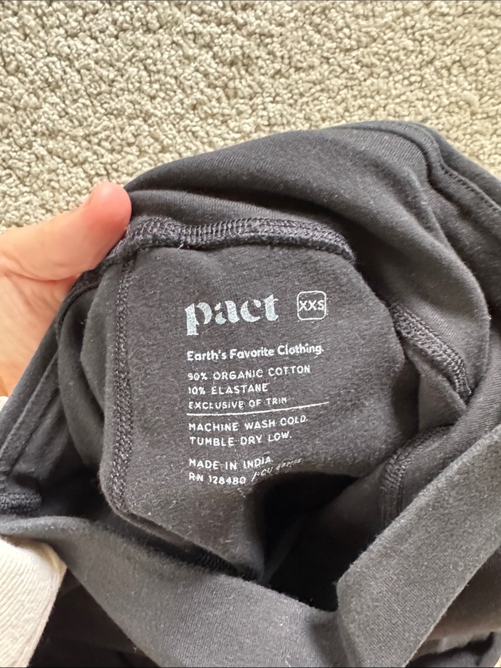 PACT Black Cotton Tank and Leggings Set XXS - Picture 3 of 4